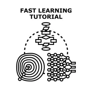 Fast learning tutorial concept vector development illustration Stock Illustration