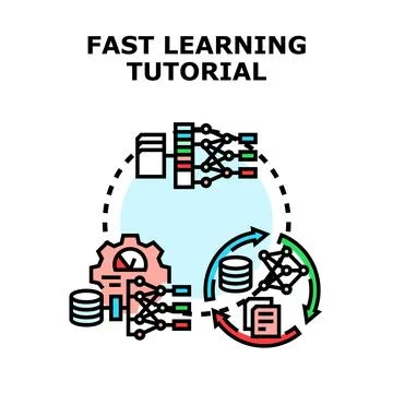 Fast learning tutorial with data processing and artificial intelligence Stock Illustration