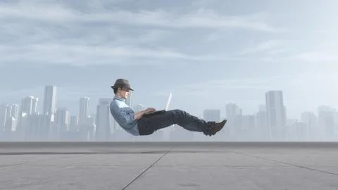 Fast levitating businessman Illustrazione stock