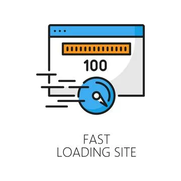 Fast loading site, content delivery network icon Illustrazione stock