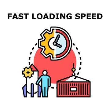 Fast loading speed and efficient delivery process concept Stockillustratie