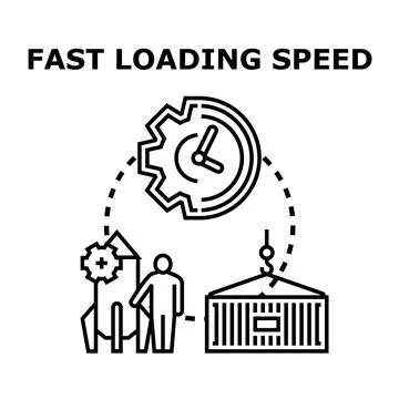 Fast loading speed and efficient delivery process concept Stock Illustration