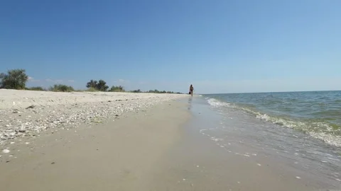Fast Low Angle Move Along Deserted Sea Shoreline On Kinburn Spit Stock Footage 341726152