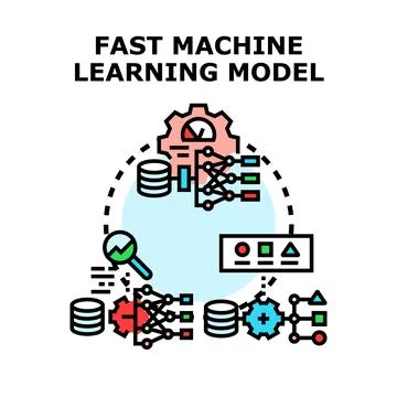 Fast machine learning modeling processing data algorithm Stock Illustration
