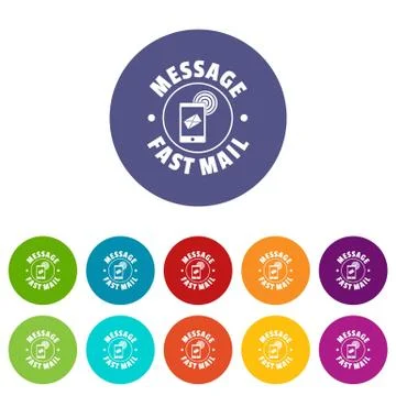 Fast mail icons set vector color Illustration