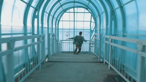 Fast man running through the tunnel Stock Footage 83086236