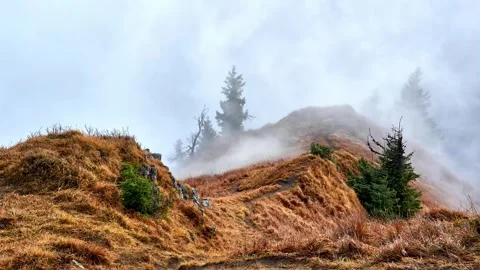 Fast Misty Clouds Motion in Mountains Landscape Stock-Footage 295763580