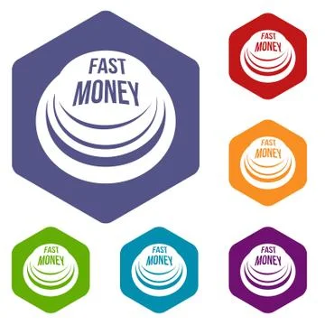 Fast money button icons vector hexahedron Stock Illustration