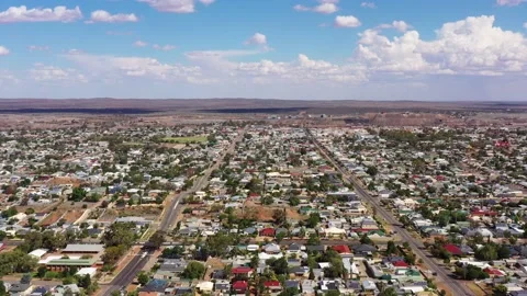 Fast motion aerial flying over Broken Hill city from Downtown as 4k. Stock Footage 168151622