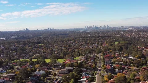 Fast motion aerial from Sydney CBD over City of Ryde suburbs in 4k. Stock Footage 159689672