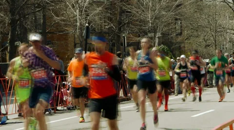 Fast Motion Boston Marathon Stock-Footage 37554489