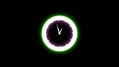 Fast motion clock icon animation with neon glow line background. Stock Footage 282577253