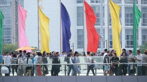 Fast motion: crowded people walking on shanghai Street Stock Footage 51443657