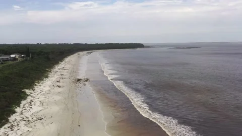 Fast motion flying overJervis bay Callala beach waterfront white sand in 4k. Stock Footage 171798554
