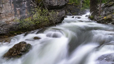 Fast motion long exposure waterfall river Stock Footage 167118420