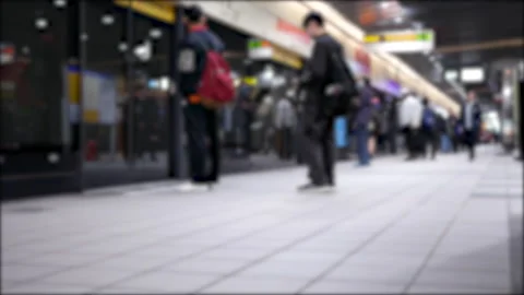 Fast-Motion Metro Boarding: Blurred Urban Rush at Station Platform Stock Footage 313791209