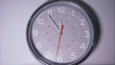 Fast-Motion Minimalist Grey Clock Completing the Hour on Wall Stock Footage 337902110