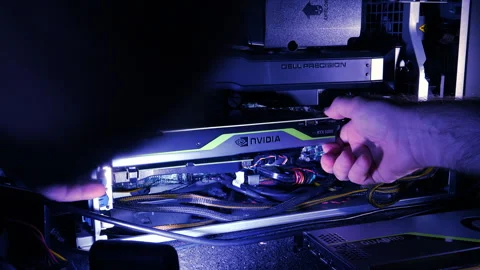 Fast Motion POV of GPU Upgrade in Workstation Stock Footage 304864821