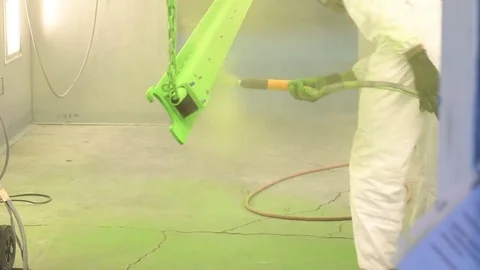 Fast Motion Shot of Industrial Electrostatic Powder Coating Stock Footage 75292229