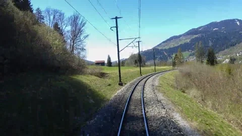 Fast-Motion Shot of Train Moving Forward Leaving Tracks Behind Stock Footage 307894538