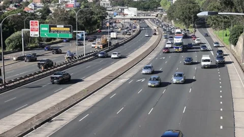 Fast motion time lapse of motor traffic in North Sydney CBD as 4k. Stock Footage 143772293