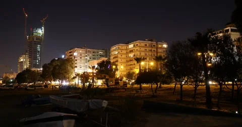 Fast motion timelapse of city and skyline at night Stock Footage 133376334