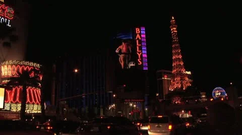 Fast Motion View of Big Screen and Neon Lights In Las Vegas Video stock 18964828