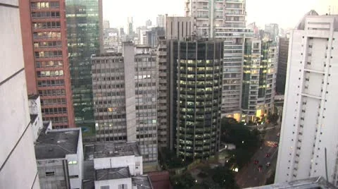 Fast Motion View of High-rise Buildings in the Sao Paulo City Center Video stock 19716868