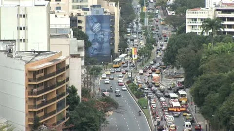 Fast Motion View of Rush Hour Traffic in Rio De Janeiro, Brazil 스톡 동영상 19712257