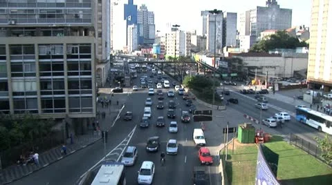 Fast Motion View of Traffic on Avenida Paulista in Sao Paulo, Brazil Stock Footage 19723448