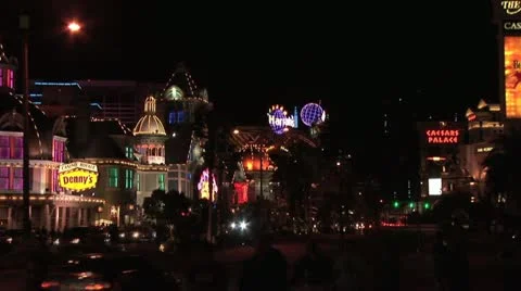 Fast Motion View of the Traffic On the Las Vegas Strip At Night Stockbeeldmateriaal 18964779