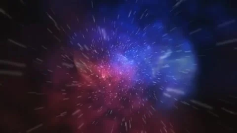 Fast motion white particles tunnel shape blue background Stock-Footage 254012138