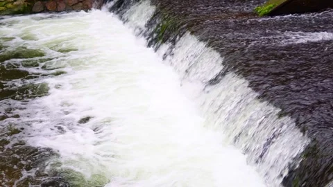 A fast mountain river flows among the stones. Stock Footage 299074085