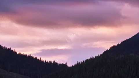 Fast movement of clouds at dusk over the forest Stock-Footage 217396279