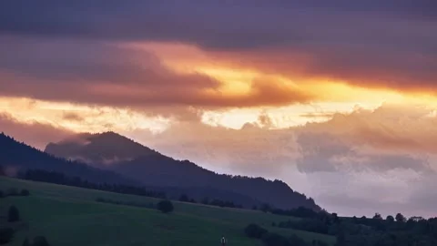 Fast movement of clouds at twighlight Stock Footage 217396337