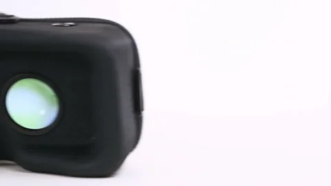 Fast movement of dolly shot. Virtual reality headset on the table.  Stock Footage 89002127