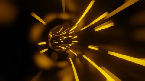 Fast movement inside round tunnel with orange lights Stock Footage 151209670