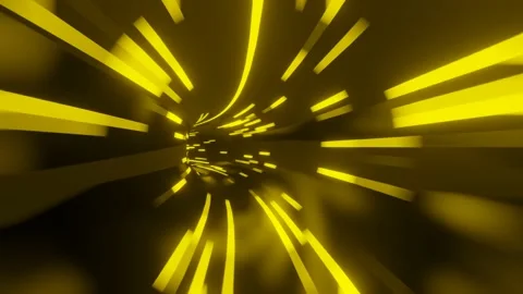 Fast movement inside round tunnel with yellow lights. Simple seamless loop Stock Footage 151654281