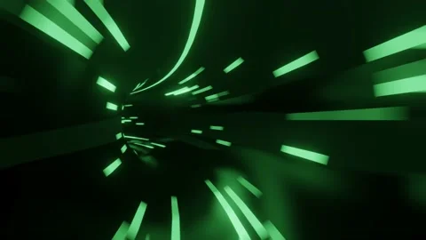 Fast movement inside round tunnel with green lights. Minimal seamless loop Stock Footage 152114249