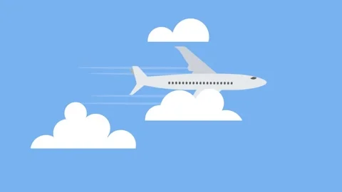 Fast Moving Airplane with Motion Trails in Blue Sky Stock Footage 340471522