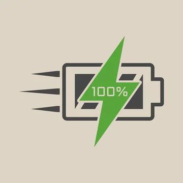 Fast moving battery with lightning bolt sign. Illustrazione stock