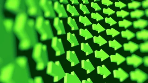 Fast Moving Bent Array of Light Green Arrows 库存影片 77901252