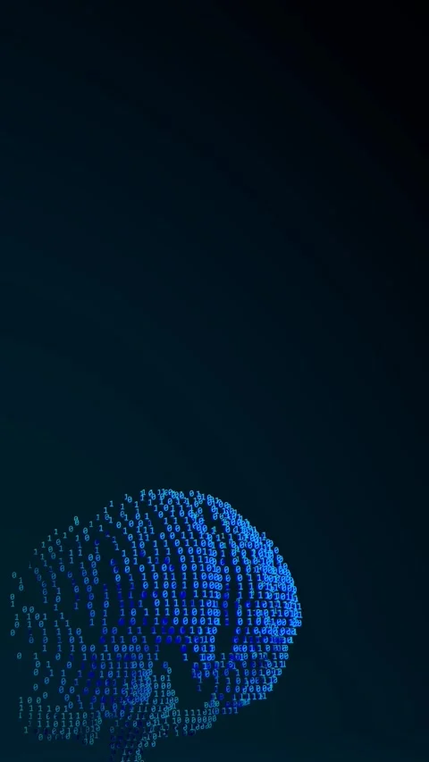 Fast-Moving Binary Digits Forming a Human Brain Shape in a Seamless Loop wi.. Stock Footage 296361506