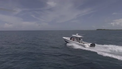 Fast Moving Boat Tracking from Behind Video stock 145236446