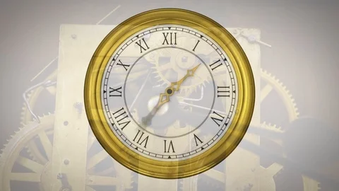 Fast moving clock and cogs Stock Footage 115274756