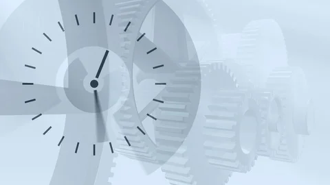 Fast moving clock and cogs Stock Footage 115277180