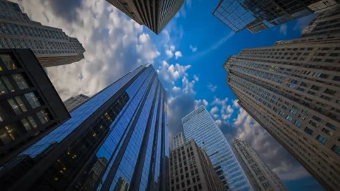 Fast moving clouds above high rise buildings Stock Footage 346252211