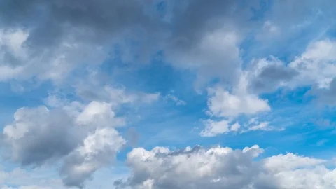 Fast moving clouds against the blue sky. Timelapse Stockbeeldmateriaal 126303287