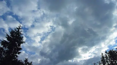 Fast Moving Clouds and Airplane Wide Angle Stock Footage 8795670