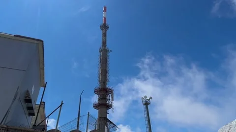 Fast Moving Clouds Around Telecommunications Tower in Kartepe, Turkey Stock Footage 341815831